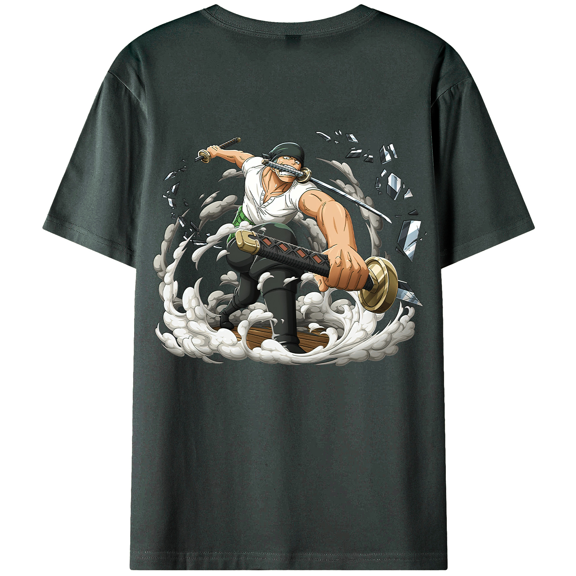 ワンピース ロロノア・ゾロ ONE PIECE Roronoa Zoro 綿100％ メンズ半袖Tシャツ（バックプリント） 通気性